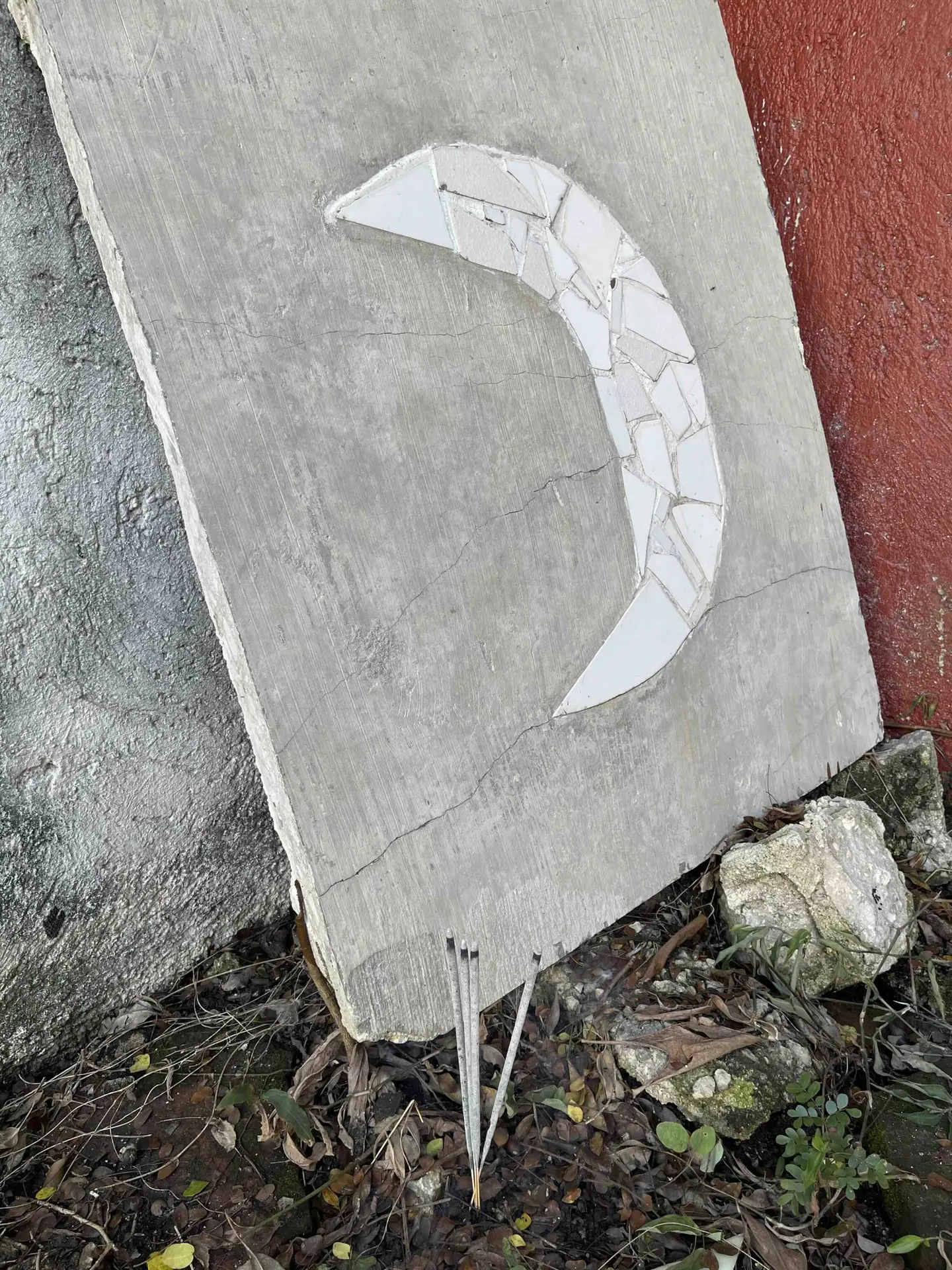 The Moon Stone cut out of the driveway slab